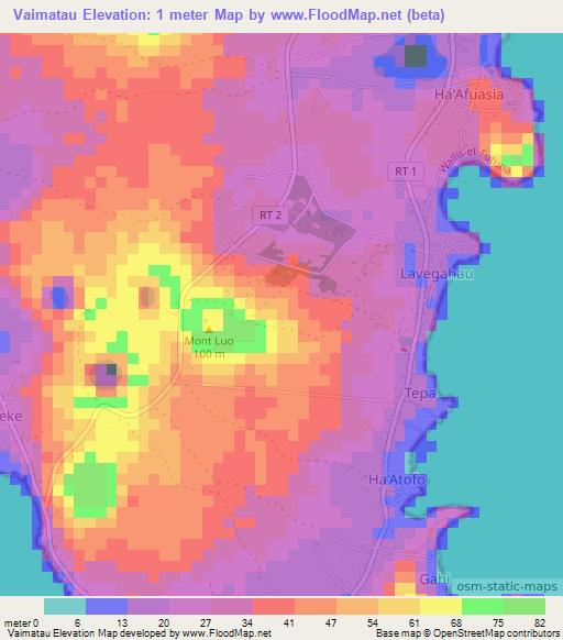 Vaimatau,Wallis and Futuna Elevation Map