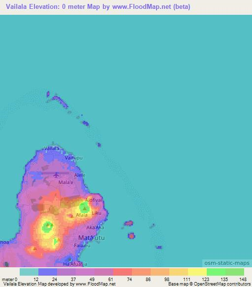Vailala,Wallis and Futuna Elevation Map