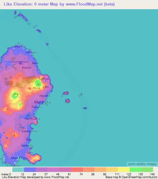 Liku,Wallis and Futuna Elevation Map