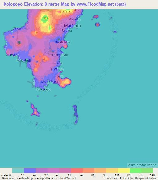 Kolopopo,Wallis and Futuna Elevation Map
