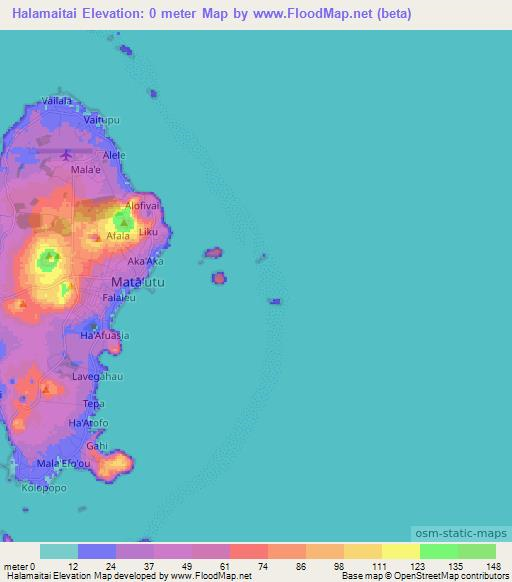 Halamaitai,Wallis and Futuna Elevation Map