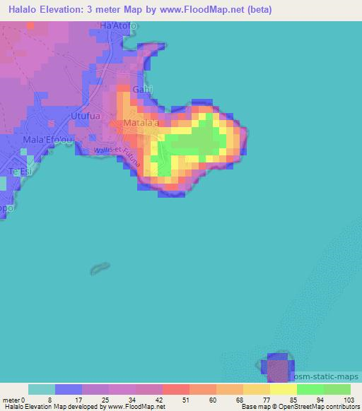 Halalo,Wallis and Futuna Elevation Map