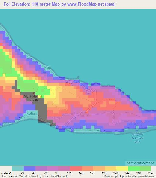 Foi,Wallis and Futuna Elevation Map