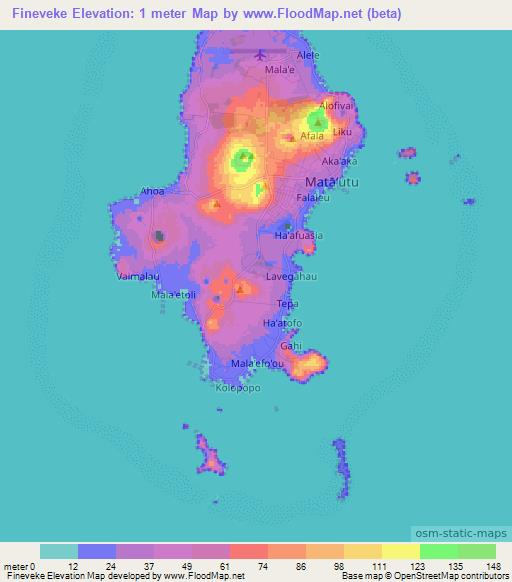 Fineveke,Wallis and Futuna Elevation Map