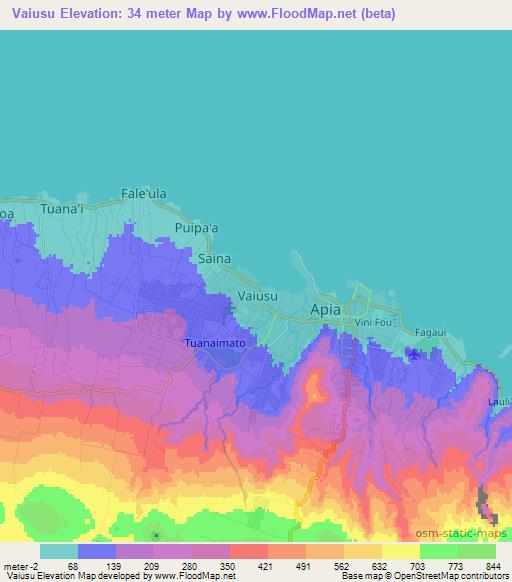 Vaiusu,Samoa Elevation Map