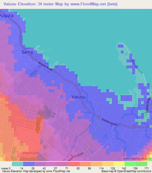 Vaiusu,Samoa Elevation Map
