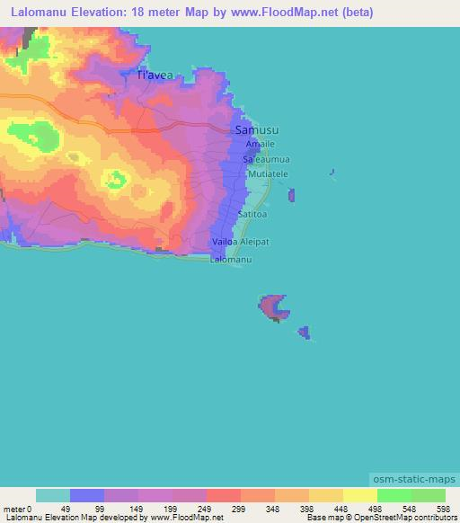 Lalomanu,Samoa Elevation Map
