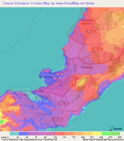 Tumon,Guam Elevation Map