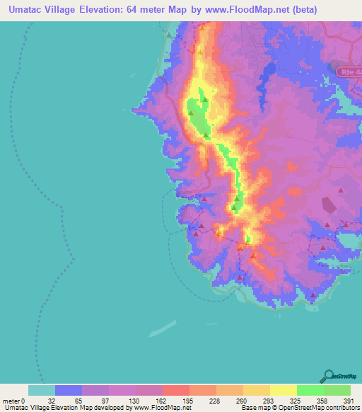 Umatac Village,Guam Elevation Map