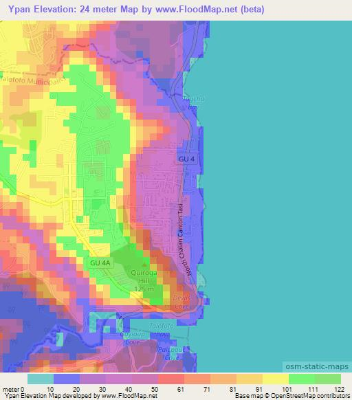 Ypan,Guam Elevation Map