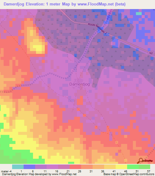 Damerdjog,Djibouti Elevation Map