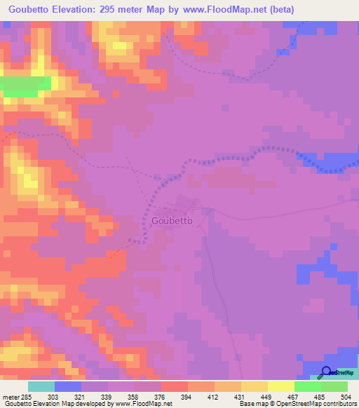Goubetto,Djibouti Elevation Map