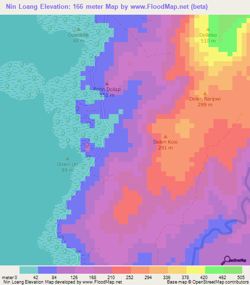 Nin Loang,Micronesia Elevation Map