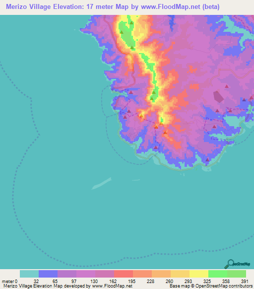 Merizo Village,Guam Elevation Map