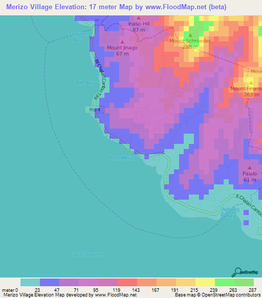 Merizo Village,Guam Elevation Map