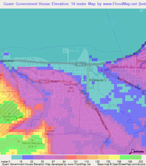 Guam Government House,Guam Elevation Map