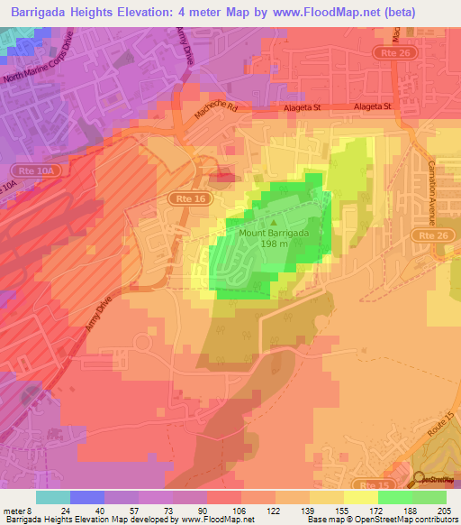 Barrigada Heights,Guam Elevation Map