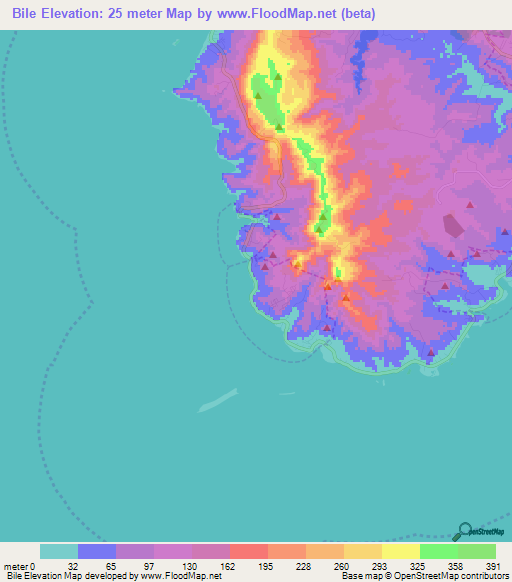 Bile,Guam Elevation Map