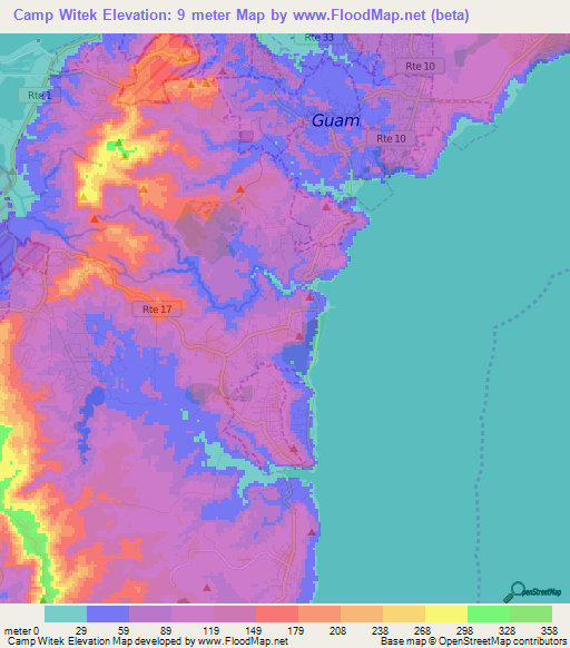 Camp Witek,Guam Elevation Map