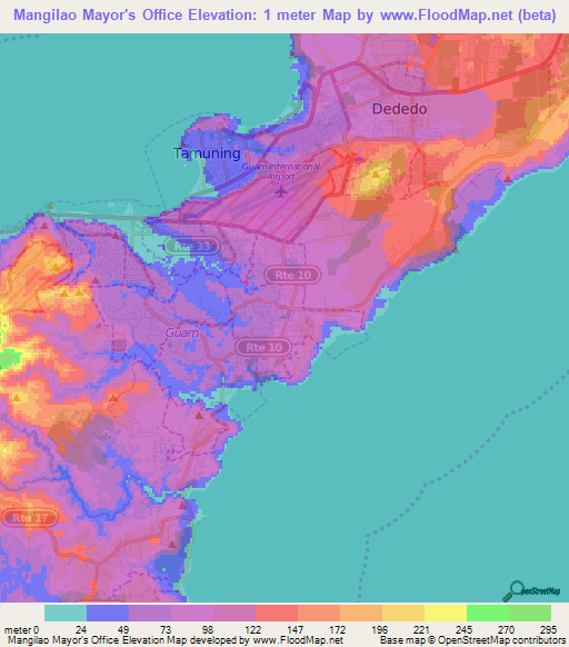 Mangilao Mayor's Office,Guam Elevation Map