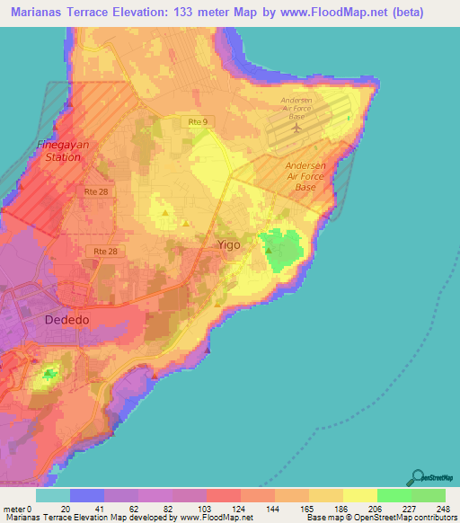 Marianas Terrace,Guam Elevation Map