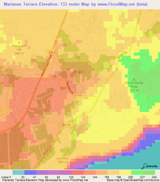 Marianas Terrace,Guam Elevation Map