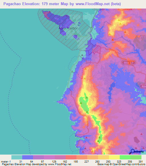 Pagachao,Guam Elevation Map