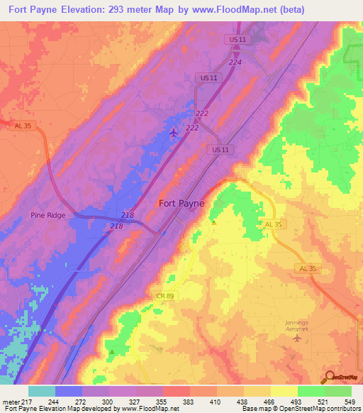 Elevation of Fort Payne,US Elevation Map, Topography, Contour
