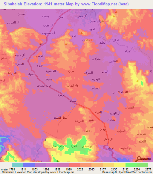 Sibahalah,Yemen Elevation Map