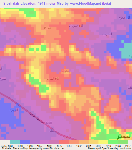 Sibahalah,Yemen Elevation Map