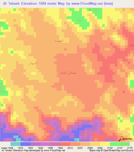 Al `Ishash,Yemen Elevation Map