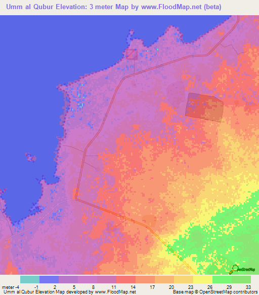 Umm al Qubur,Qatar Elevation Map