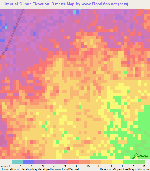 Umm al Qubur,Qatar Elevation Map