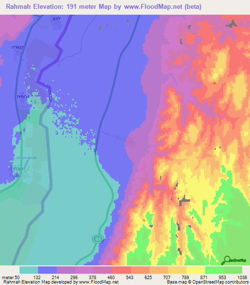 Rahmah,Jordan Elevation Map