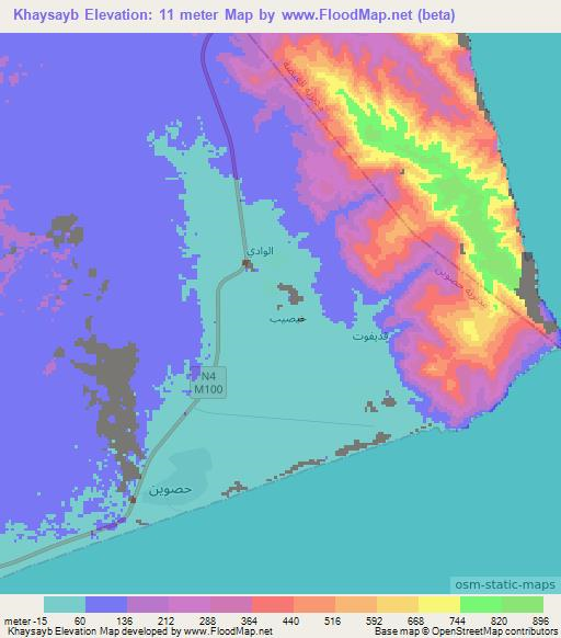 Khaysayb,Yemen Elevation Map