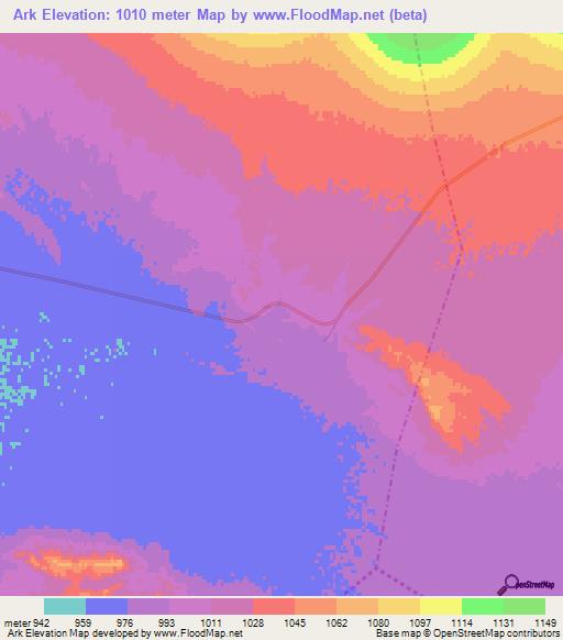 Ark,Iran Elevation Map
