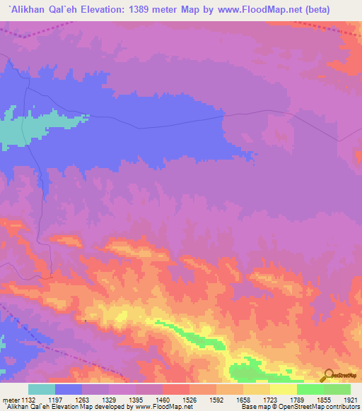 `Alikhan Qal`eh,Iran Elevation Map