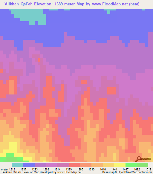 `Alikhan Qal`eh,Iran Elevation Map