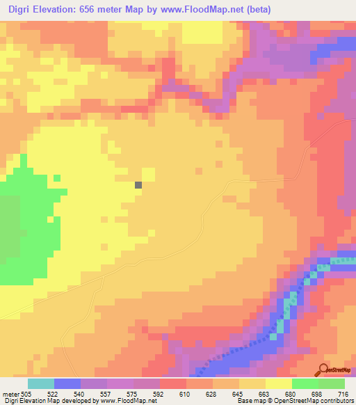 Digri,Djibouti Elevation Map