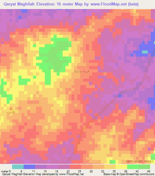 Qaryat Maghilah,Oman Elevation Map