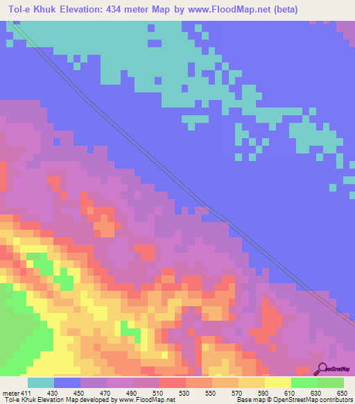 Tol-e Khuk,Iran Elevation Map