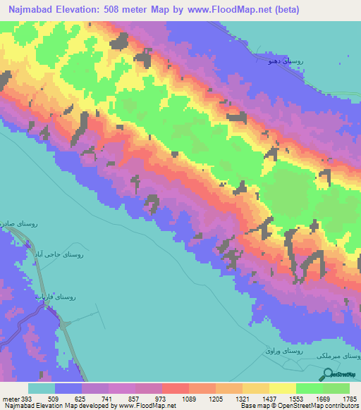 Najmabad,Iran Elevation Map
