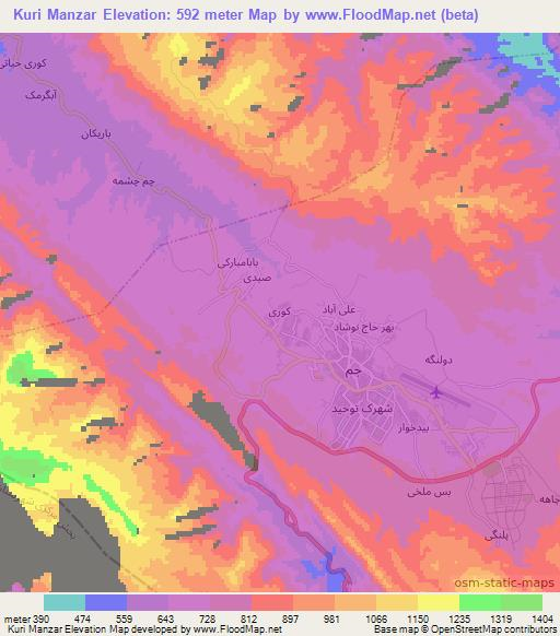 Kuri Manzar,Iran Elevation Map