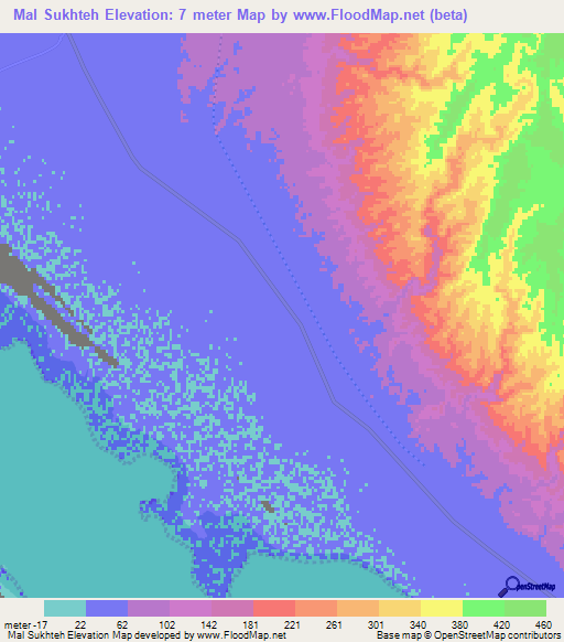 Mal Sukhteh,Iran Elevation Map
