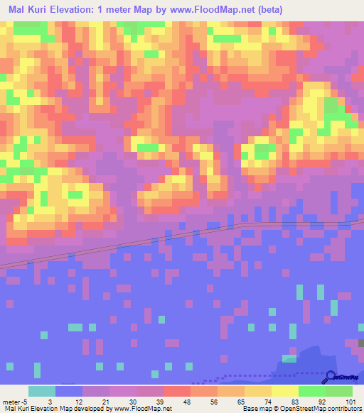 Mal Kuri,Iran Elevation Map