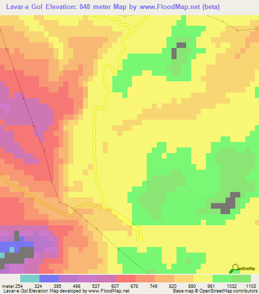 Lavar-e Gol,Iran Elevation Map