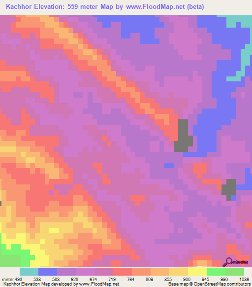 Kachhor,Iran Elevation Map