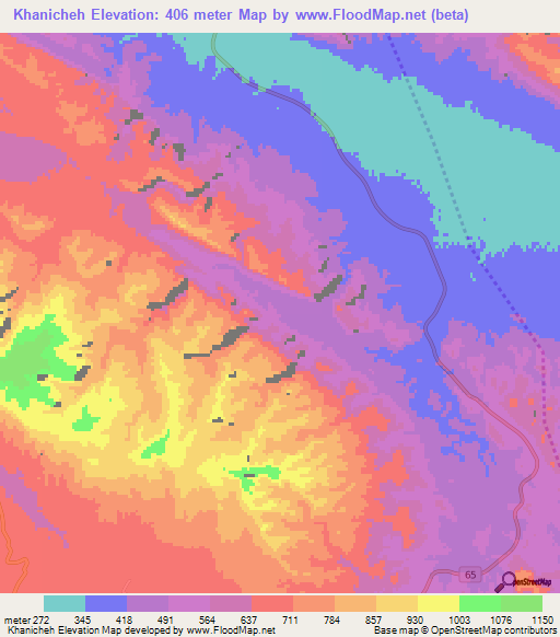 Khanicheh,Iran Elevation Map