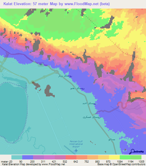 Kalat,Iran Elevation Map