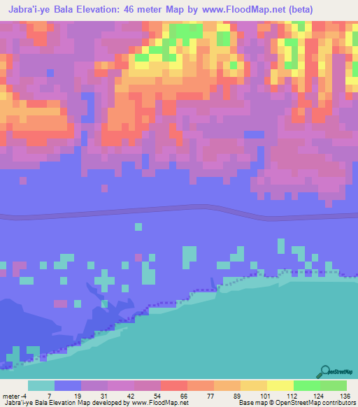 Jabra'i-ye Bala,Iran Elevation Map